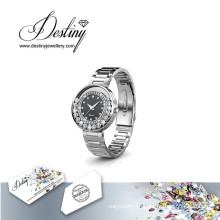 Destino joyería cristal de Swarovski Classic cuero reloj